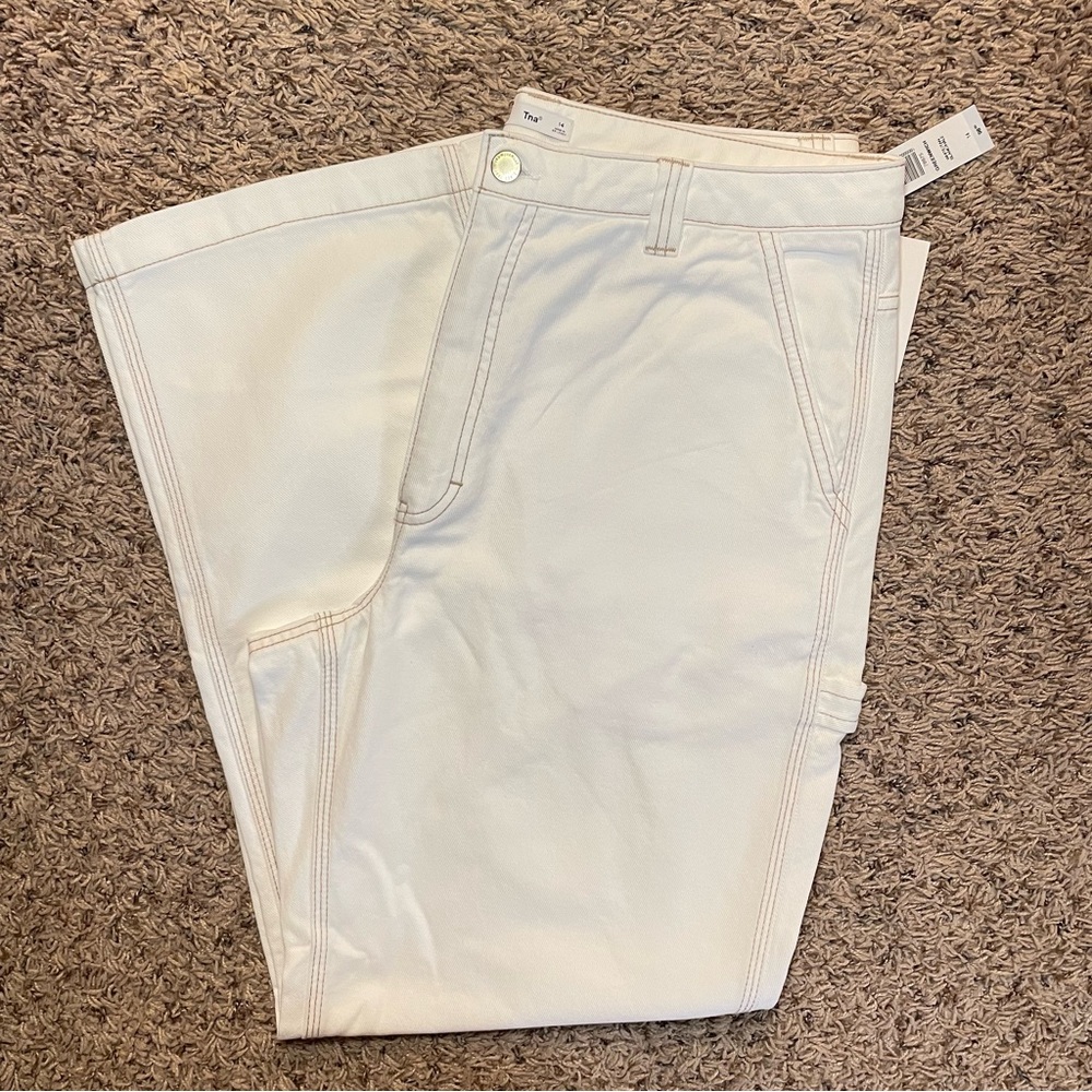 Aritzia TNA Greenwhich Pant in Color White size 14 Regular Length‎